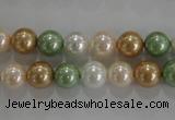 CSB1043 15.5 inches 8mm round mixed color shell pearl beads