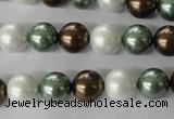 CSB1053 15.5 inches 10mm round mixed color shell pearl beads