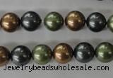 CSB1057 15.5 inches 10mm round mixed color shell pearl beads