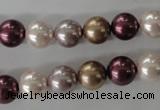 CSB1059 15.5 inches 10mm round mixed color shell pearl beads