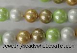 CSB1062 15.5 inches 10mm round mixed color shell pearl beads