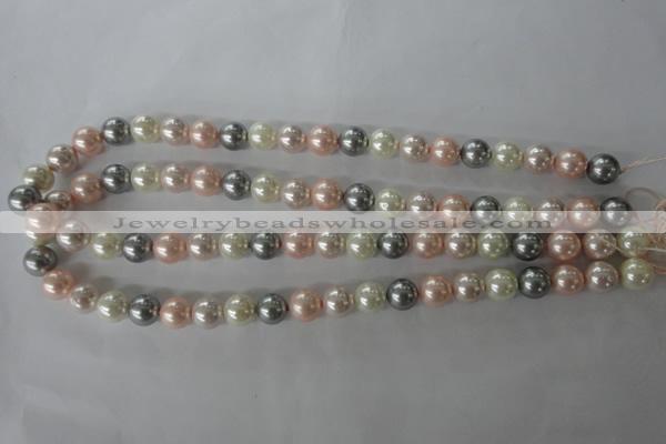 CSB1066 15.5 inches 10mm round mixed color shell pearl beads