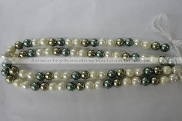 CSB1070 15.5 inches 10mm round mixed color shell pearl beads