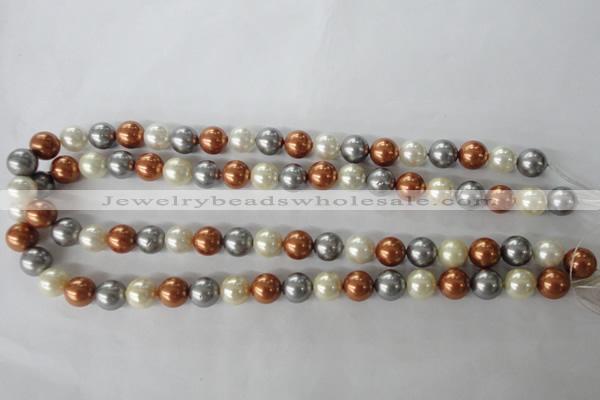 CSB1073 15.5 inches 10mm round mixed color shell pearl beads