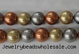 CSB1074 15.5 inches 10mm round mixed color shell pearl beads