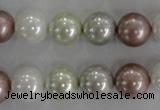 CSB1080 15.5 inches 12mm round mixed color shell pearl beads