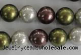 CSB1081 15.5 inches 12mm round mixed color shell pearl beads