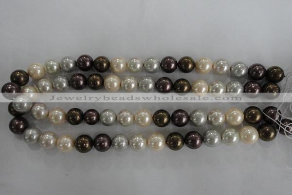 CSB1083 15.5 inches 12mm round mixed color shell pearl beads