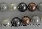 CSB1084 15.5 inches 12mm round mixed color shell pearl beads