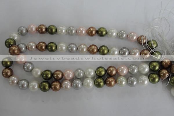 CSB1085 15.5 inches 12mm round mixed color shell pearl beads