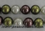 CSB1089 15.5 inches 12mm round mixed color shell pearl beads