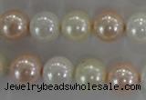 CSB1092 15.5 inches 12mm round mixed color shell pearl beads