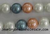 CSB1095 15.5 inches 12mm round mixed color shell pearl beads