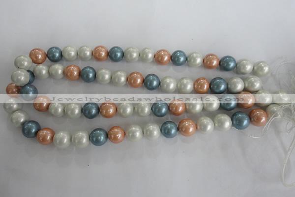 CSB1095 15.5 inches 12mm round mixed color shell pearl beads