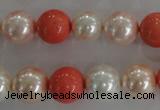 CSB1096 15.5 inches 12mm round mixed color shell pearl beads