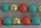 CSB1097 15.5 inches 12mm round mixed color shell pearl beads