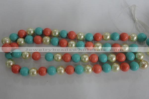 CSB1097 15.5 inches 12mm round mixed color shell pearl beads