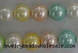 CSB1098 15.5 inches 12mm round mixed color shell pearl beads