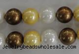 CSB1099 15.5 inches 12mm round mixed color shell pearl beads