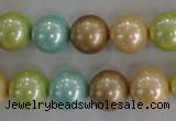 CSB1103 15.5 inches 12mm round mixed color shell pearl beads