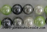 CSB1105 15.5 inches 12mm round mixed color shell pearl beads