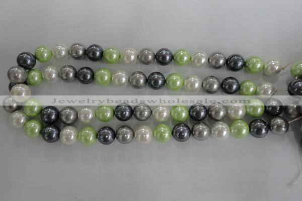 CSB1105 15.5 inches 12mm round mixed color shell pearl beads