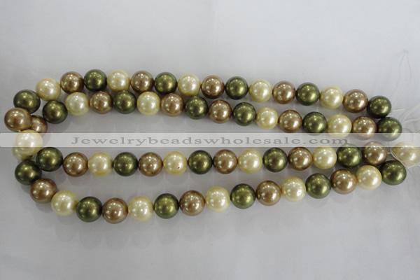 CSB1106 15.5 inches 12mm round mixed color shell pearl beads