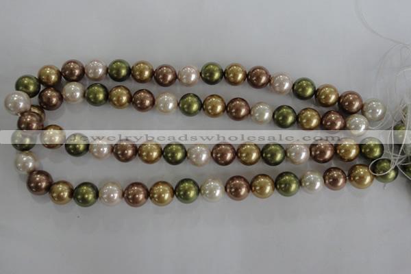 CSB1108 15.5 inches 12mm round mixed color shell pearl beads