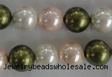 CSB1109 15.5 inches 12mm round mixed color shell pearl beads