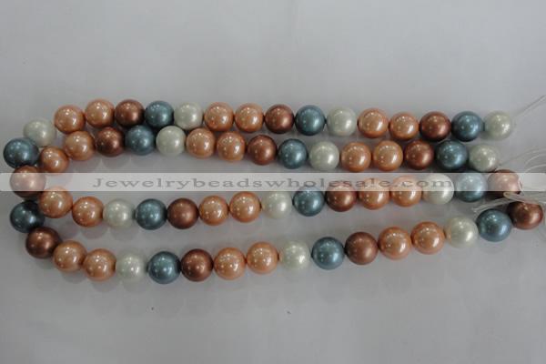 CSB1112 15.5 inches 12mm round mixed color shell pearl beads