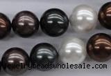 CSB1120 15.5 inches 14mm round mixed color shell pearl beads