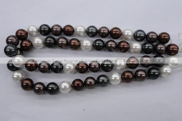 CSB1120 15.5 inches 14mm round mixed color shell pearl beads