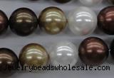 CSB1122 15.5 inches 14mm round mixed color shell pearl beads