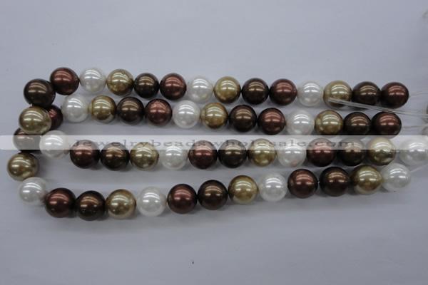 CSB1122 15.5 inches 14mm round mixed color shell pearl beads