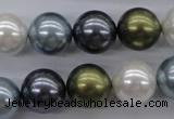 CSB1124 15.5 inches 14mm round mixed color shell pearl beads