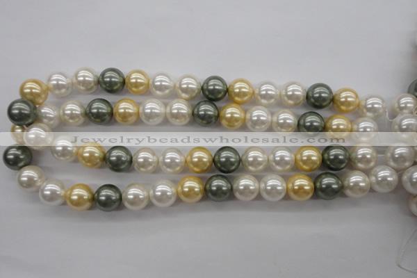 CSB1130 15.5 inches 14mm round mixed color shell pearl beads