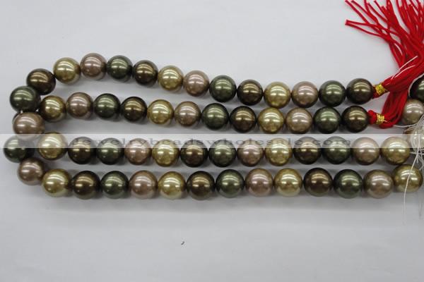 CSB1134 15.5 inches 14mm round mixed color shell pearl beads