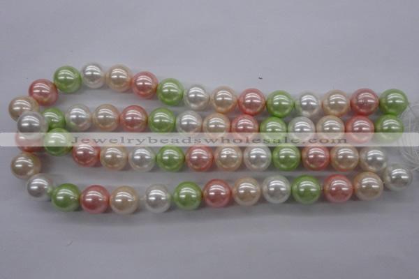 CSB1136 15.5 inches 14mm round mixed color shell pearl beads