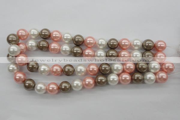 CSB1137 15.5 inches 14mm round mixed color shell pearl beads