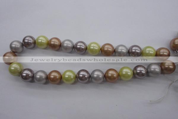 CSB1155 15.5 inches 16mm round mixed color shell pearl beads