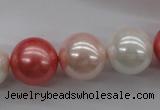 CSB1157 15.5 inches 16mm round mixed color shell pearl beads