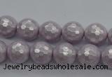 CSB1181 15.5 inches 8mm faceted round shell pearl beads