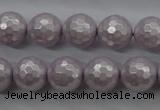 CSB1182 15.5 inches 10mm faceted round shell pearl beads