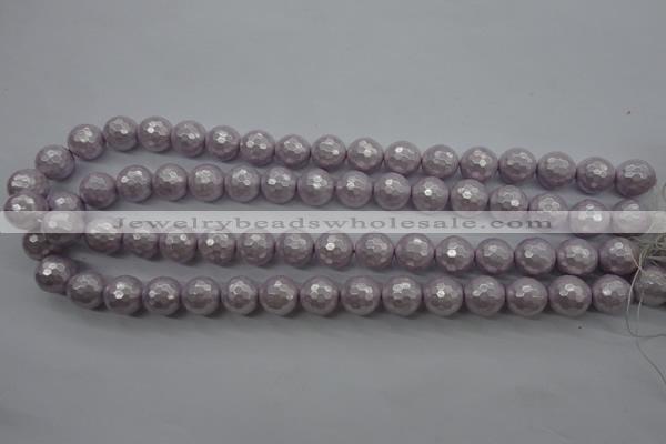 CSB1182 15.5 inches 10mm faceted round shell pearl beads