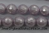 CSB1183 15.5 inches 12mm faceted round shell pearl beads