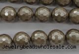 CSB1192 15.5 inches 12mm faceted round shell pearl beads