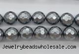 CSB1201 15.5 inches 10mm faceted round shell pearl beads