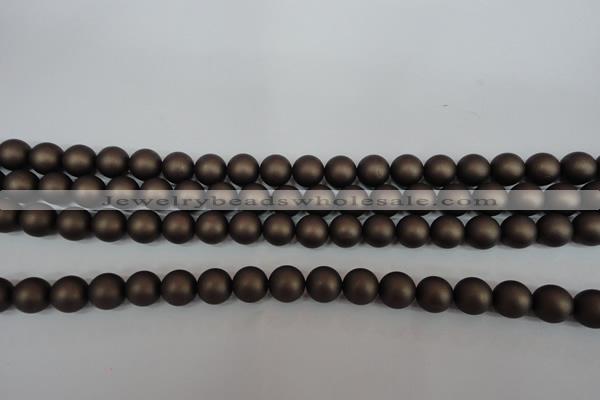 CSB1330 15.5 inches 4mm matte round shell pearl beads wholesale