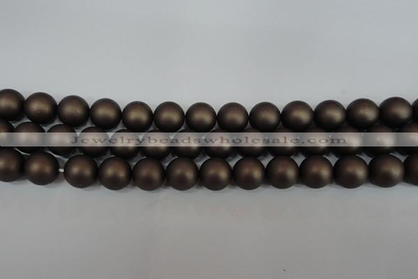 CSB1333 15.5 inches 10mm matte round shell pearl beads wholesale