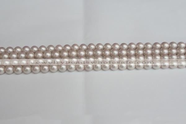 CSB1355 15.5 inches 4mm matte round shell pearl beads wholesale